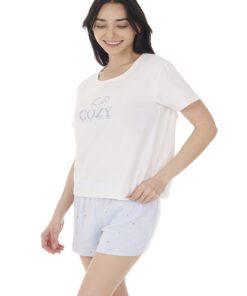 Pijama Navideña Dama Playera Manga Corta Short Tops & Bottoms 25858