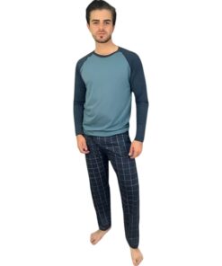 Pijama Manga Larga Con Pantalón De Cuadros Optima 30125