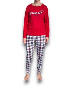 Pijama Manga Larga Con Pantalón Cuadros Mujer Lazy Lola 3442