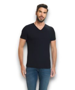 Playera Stretch Cuello V Con Manga Corta Algodón Hombre 3602