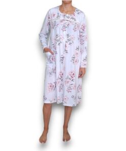 Bata Manga Larga Con Diseño De Flores Mujer Intime 50859