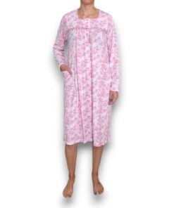 Bata Manga Larga Con Diseño De Flores Mujer Intime 50861