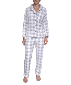 Pijama Abierta Botones Suave Polar Flanel Mujer Deborah 5219
