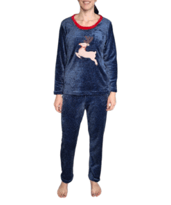 Pijama Polar Dama Playera Manga Larga Pantalón Deborah 5366
