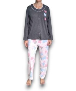Pijama Manga Larga Con Pantalón Para Mujer Deborah 5403