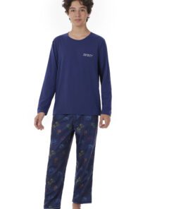 Pijama Niño Manga Larga Algodón Y Pantalón Polar Skiny 75226