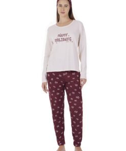 Pijama Navideña Manga Larga Con Pantalón Dama Skiny 75421