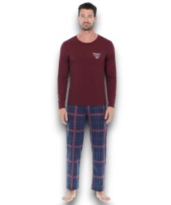Pijama Manga Larga Con Pantalón De Cuadros Hombre Skiny76755