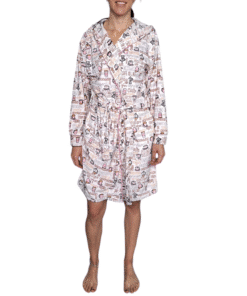 Bata Descanso Polar Ligero Gorro Y Cinta Deborah Mujer 8362