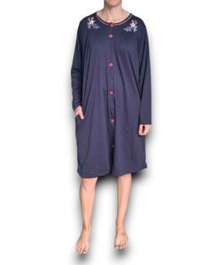 Bata Manga Larga Con Diseño De Flores Mujer Deborah 8402