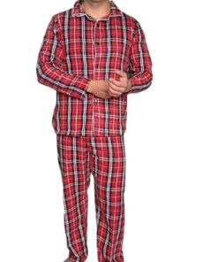 Pijama Franela Estampada Cuadros Botones Hombre Sleepy 9378