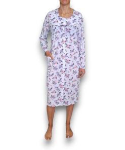 Bata Manga Larga Con Diseño De Flores Mujer Intime 50862