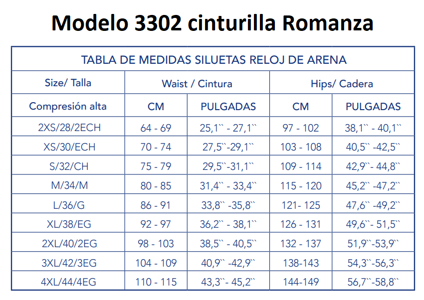 Cinturilla Silueta Reloj de Arena Cierre 3302 Romanza – Corsetería