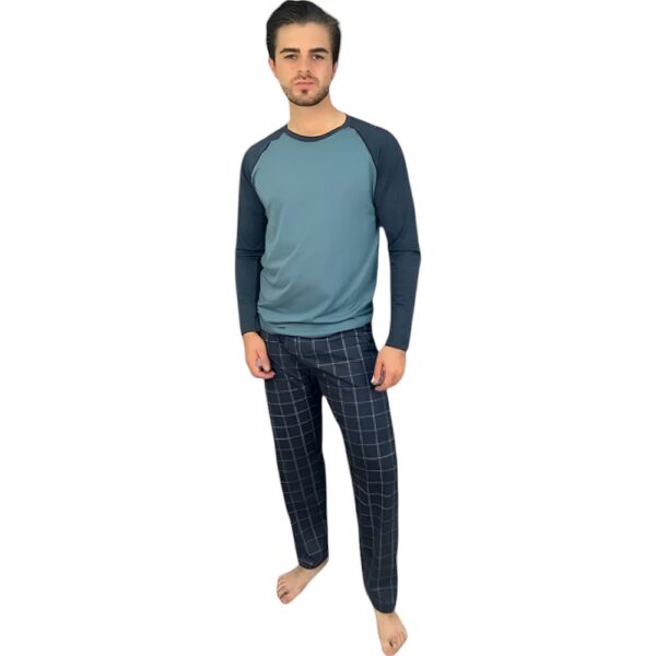 pijama-manga-larga-con-pantalon-de-cuadros-optima-30125
