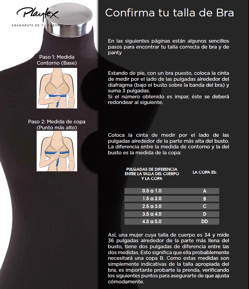 ropa interior guia de tallas brasier