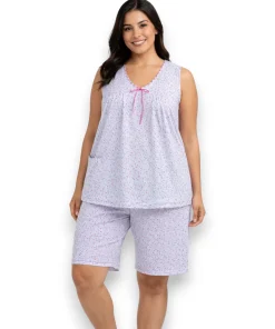 pijama-sin-manga-bermuda-algodon-poliester-intime-60059